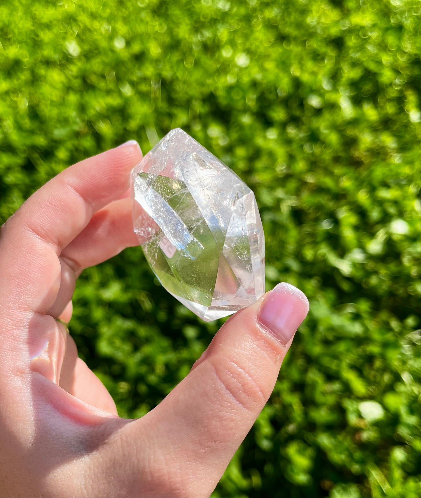 Clear quartz hexagon carvings