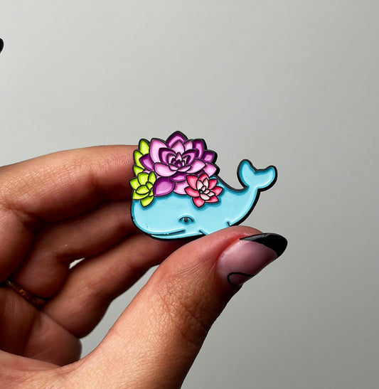 Whale enamel pin