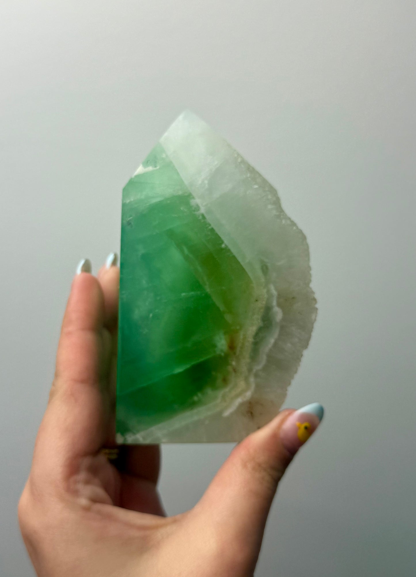 Half raw fluorite tower