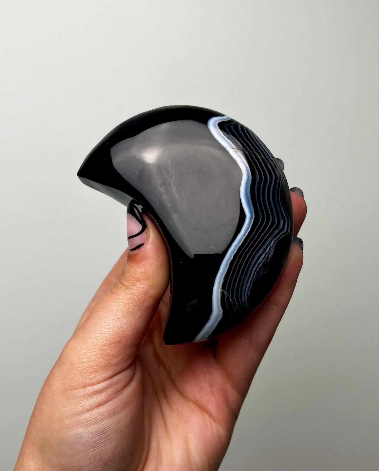 Black agate moon carving