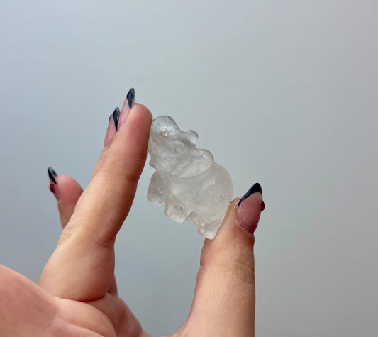 Clear quartz elephant carving