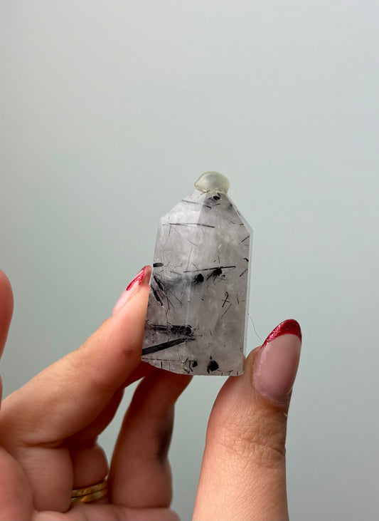 Black tourmaline in Quartz tower