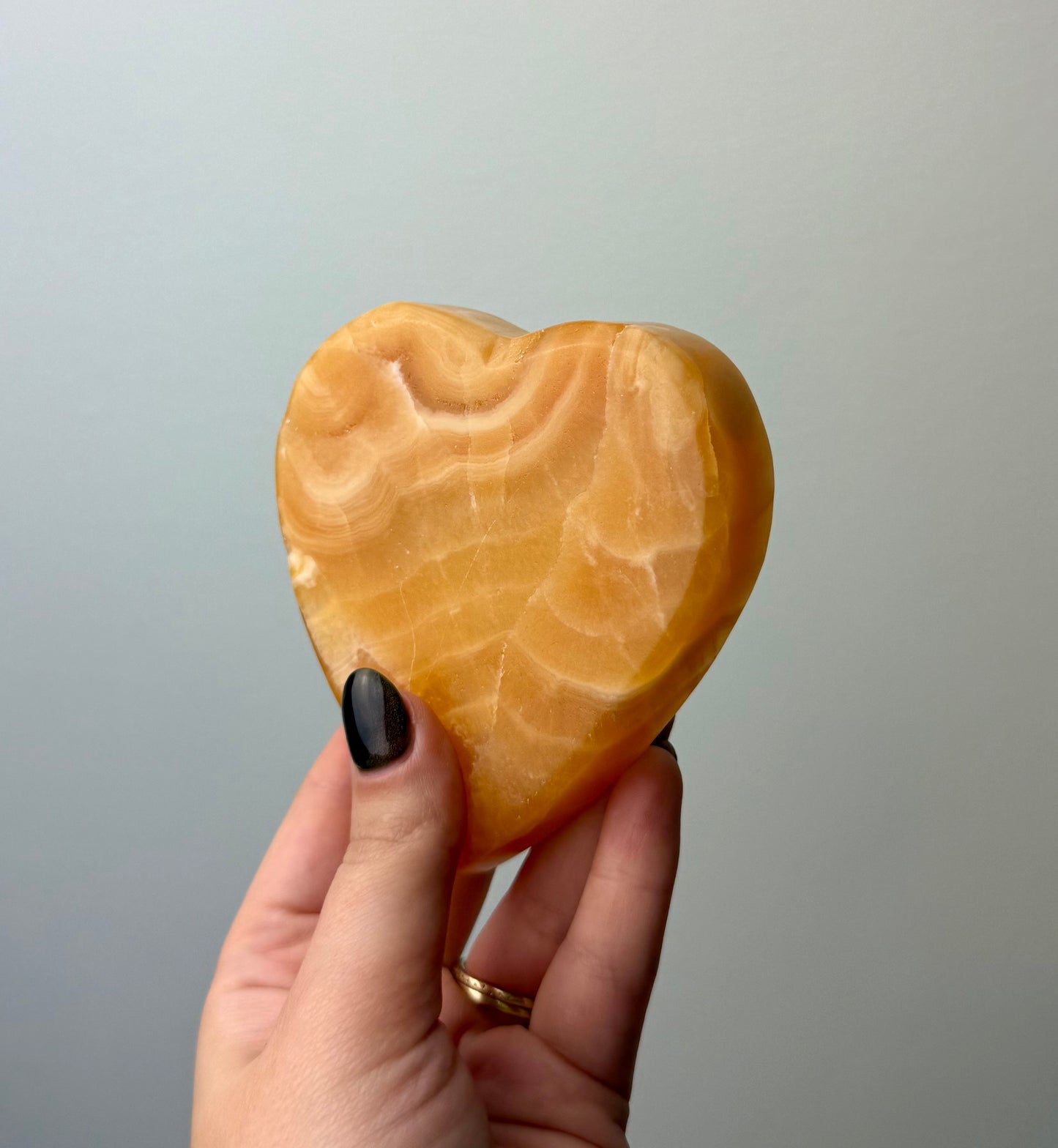 Orange calcite heart bowl