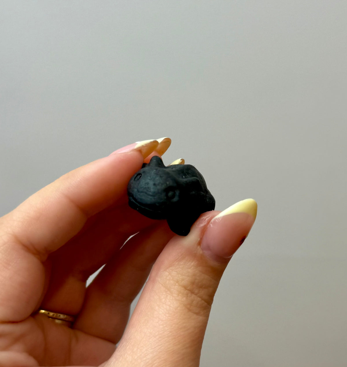 Obsidian axolotl carving ￼
