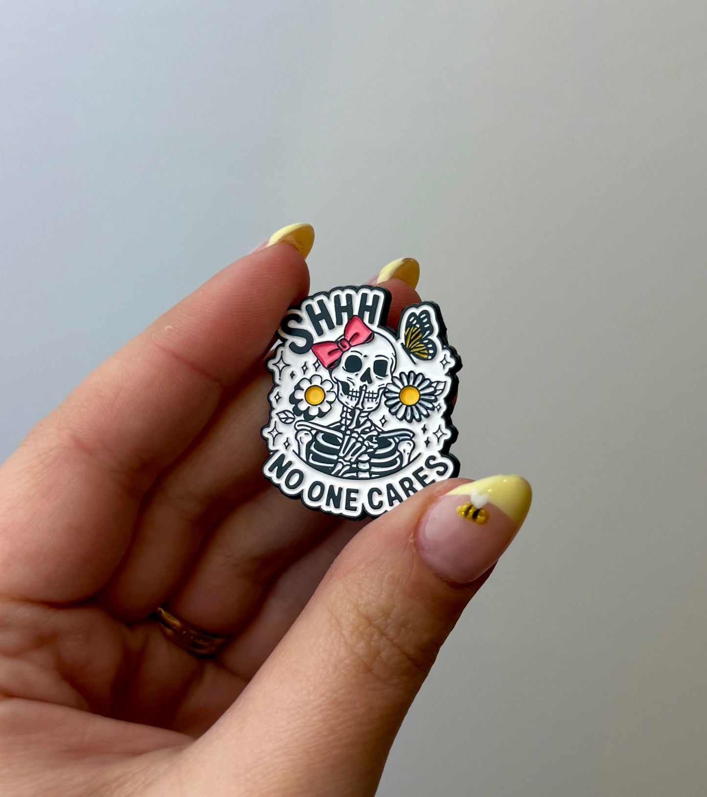 No one cares enamel pin