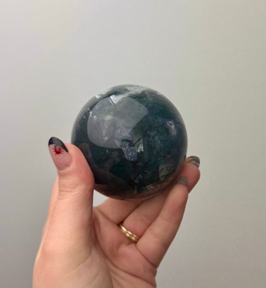 Moss agate sphere