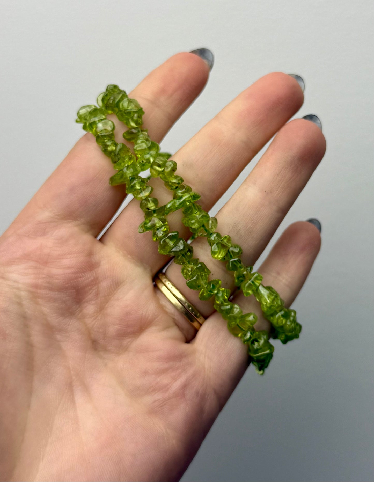 Peridot chip bracelets