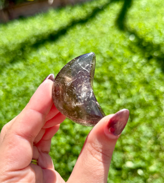Smoky Quartz moon carving