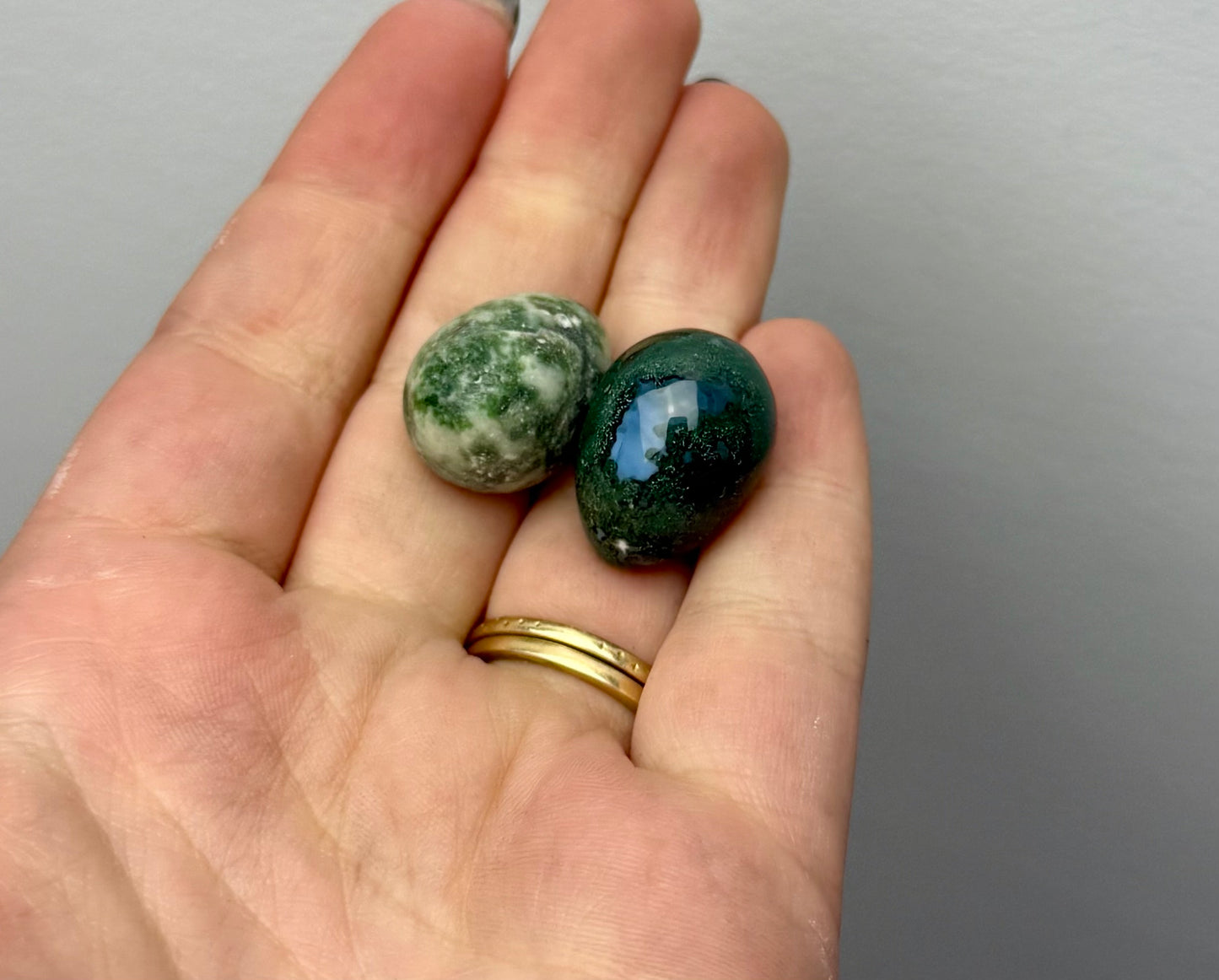Moss agate mini eggs