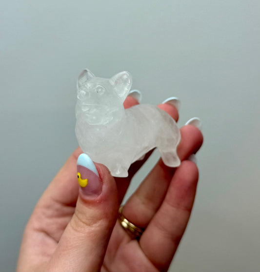 Quartz corgi carving