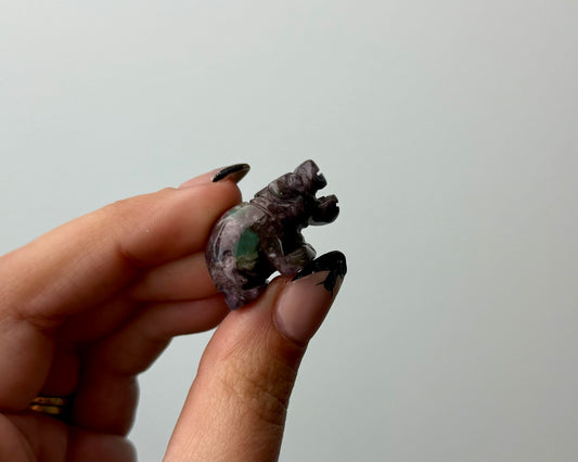 Ocean jasper hippopotamus carving ￼
