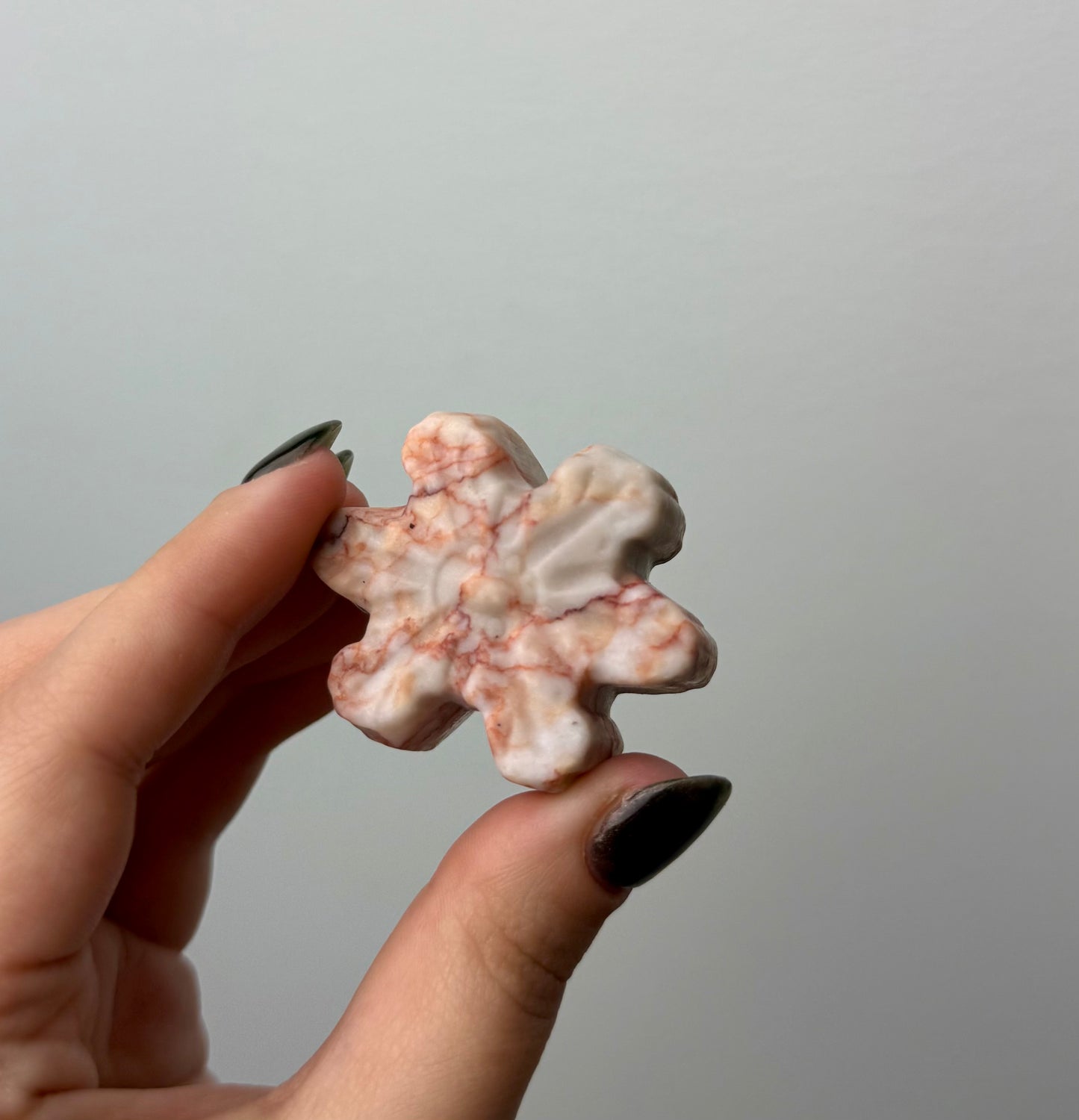 Red vein jasper snowflake carving