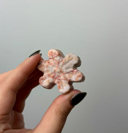 Red vein jasper snowflake carving