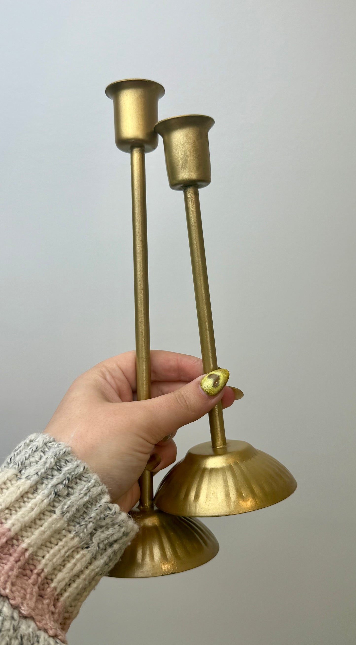 Candle sticks set/sphere stands thrifted find