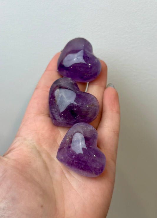 Amethyst heart carvings