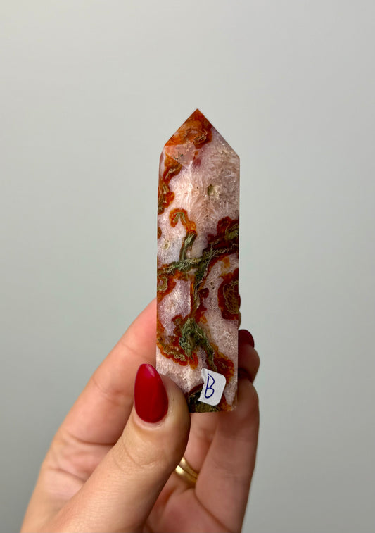 Dyed moss agate tower B