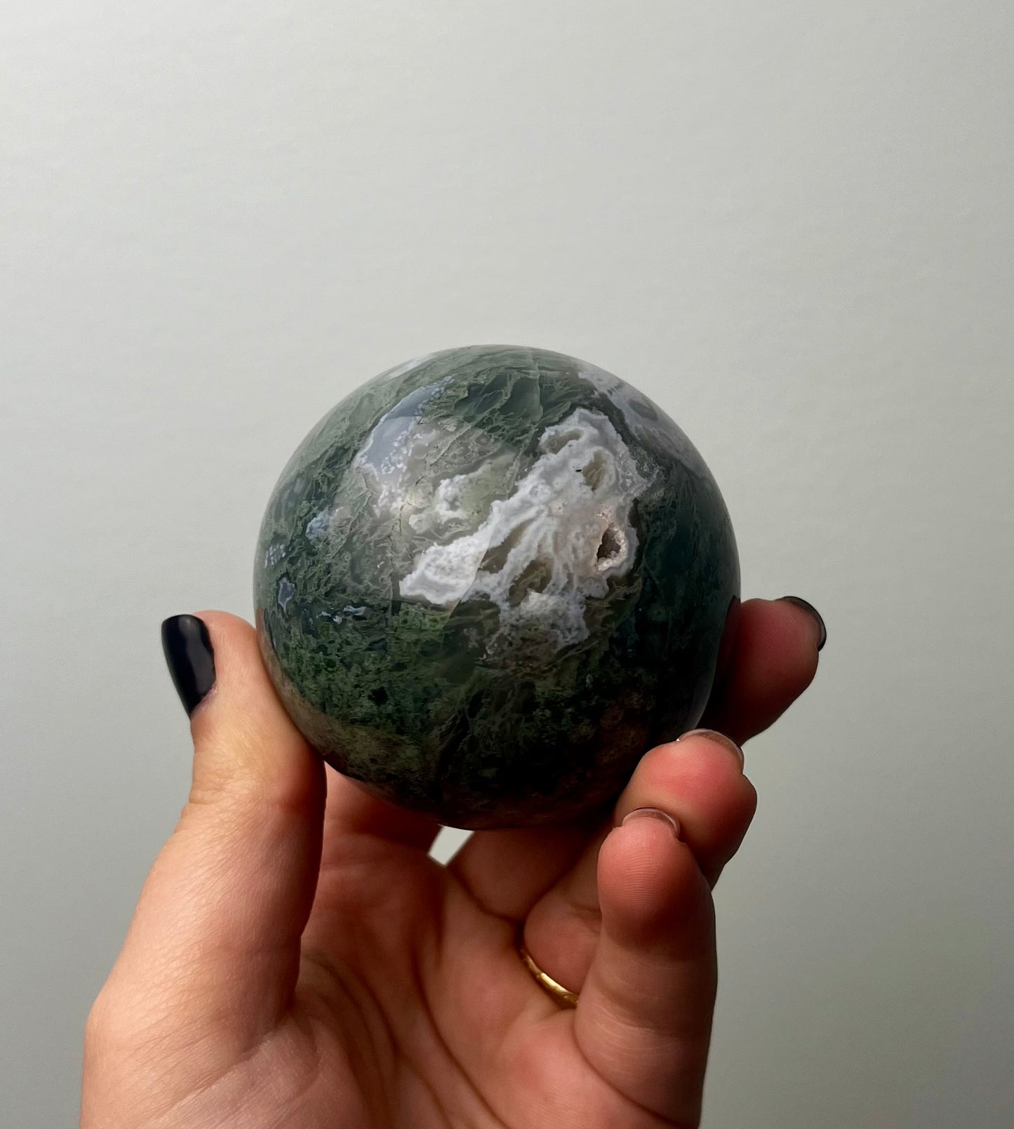 Moss agate sphere