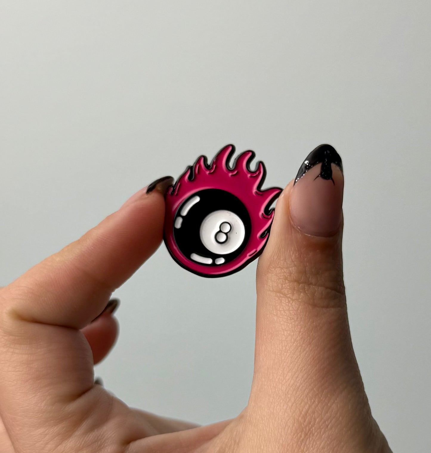 Eight ball enamel pin