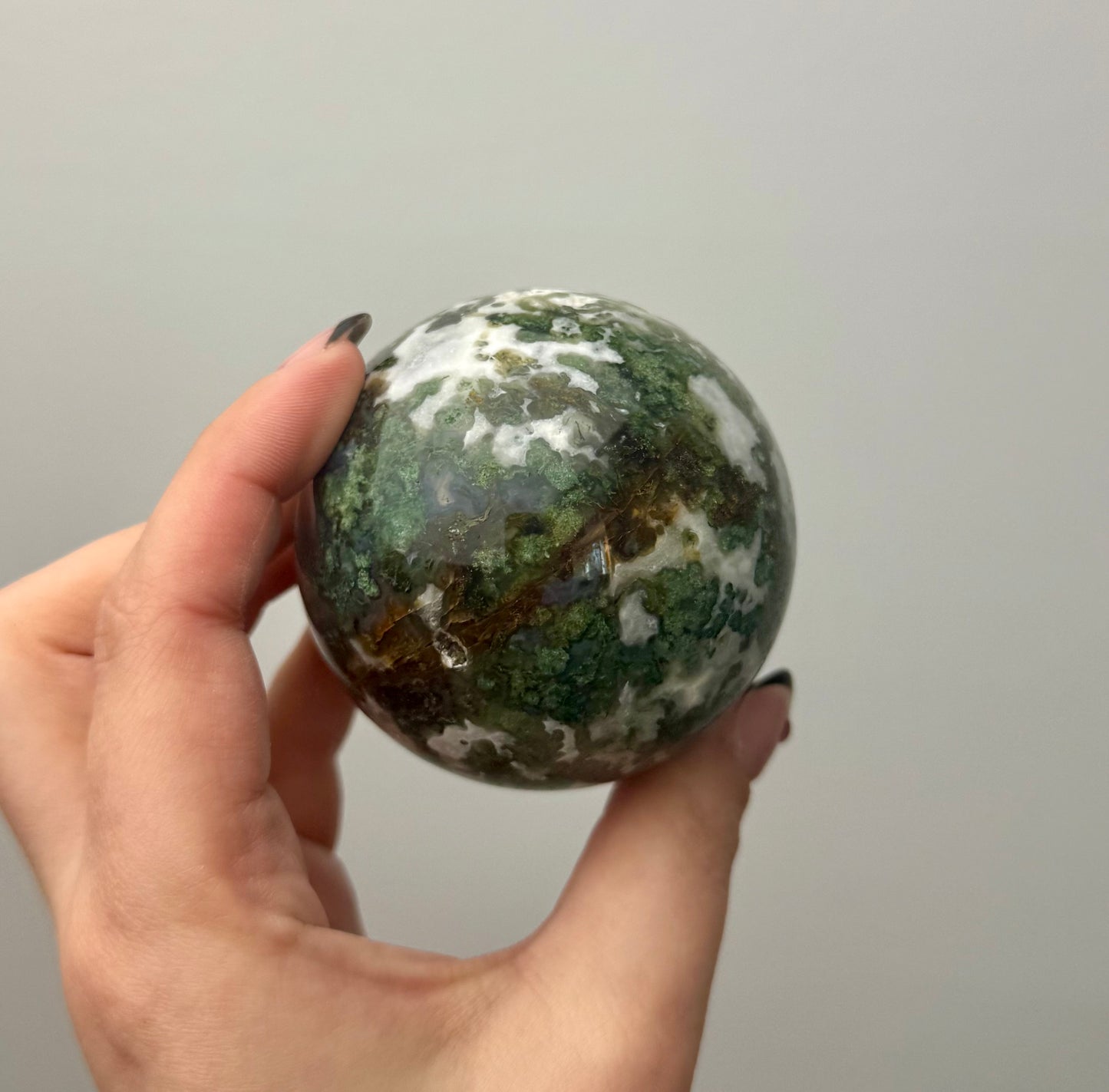 Moss agate sphere