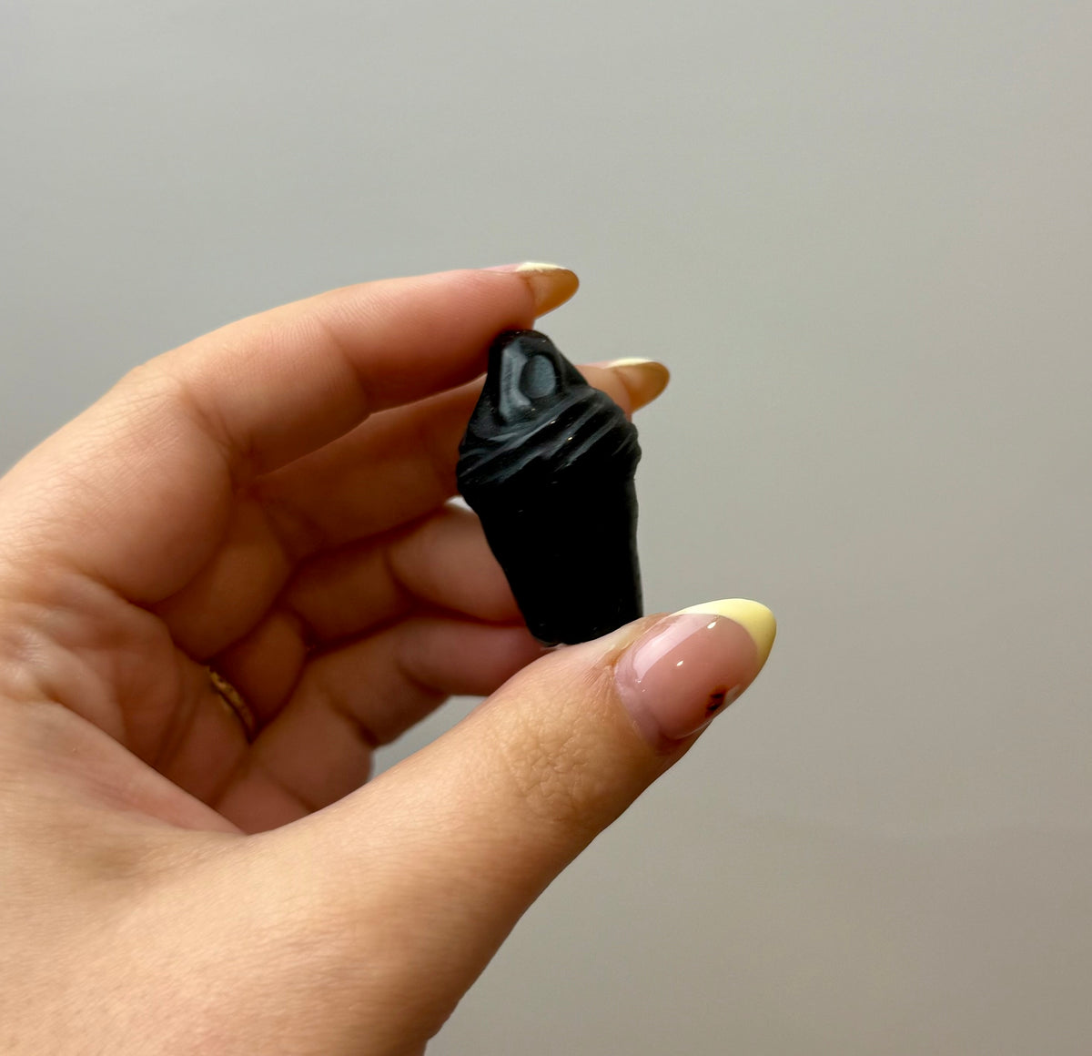 Obsidian ice cream cone carving