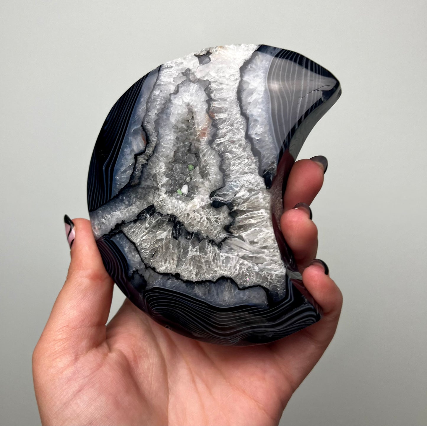 Black agate moon carving