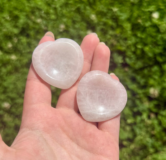 Rose quartz heart worry stones