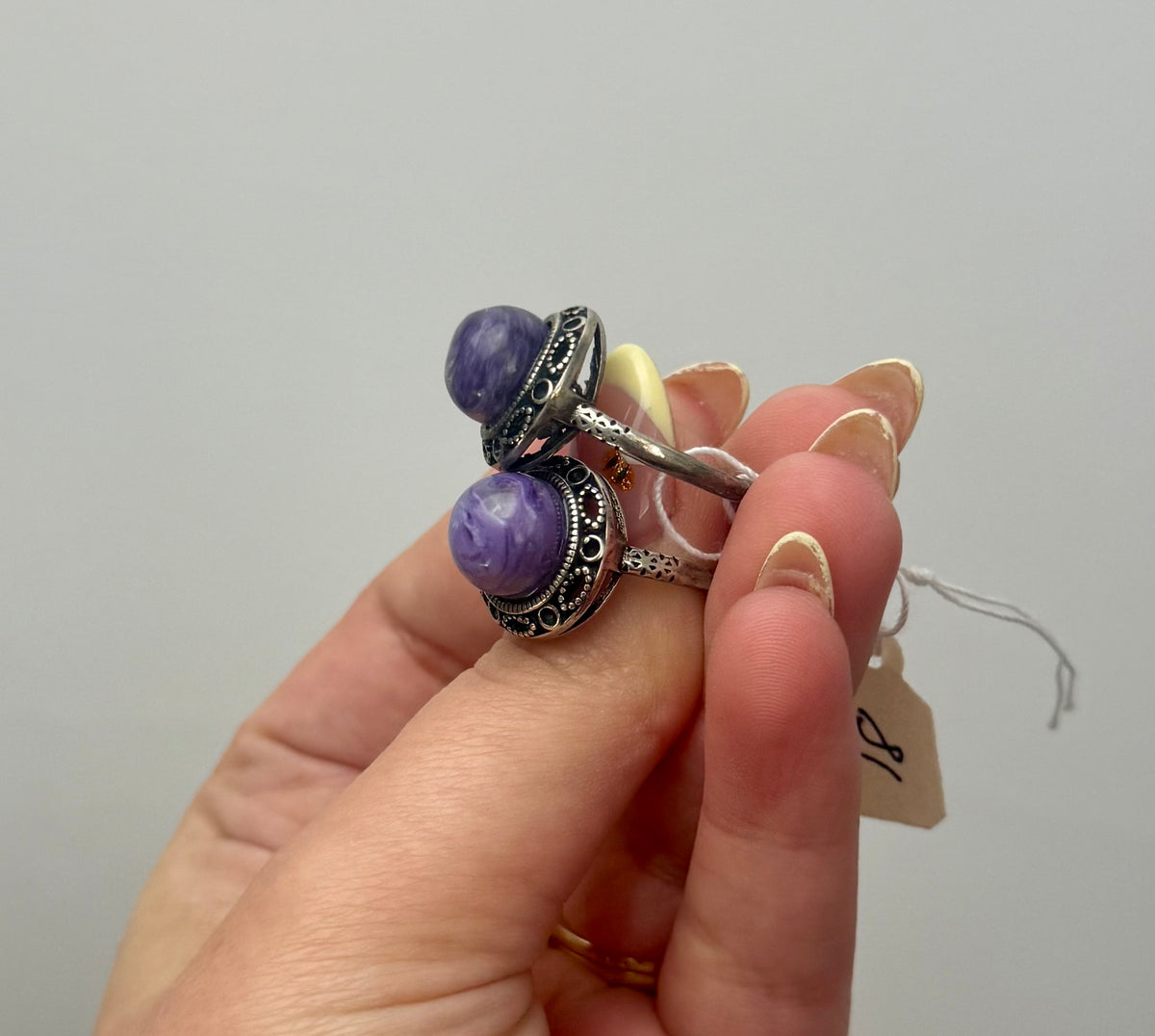 Charoite adjustable rings