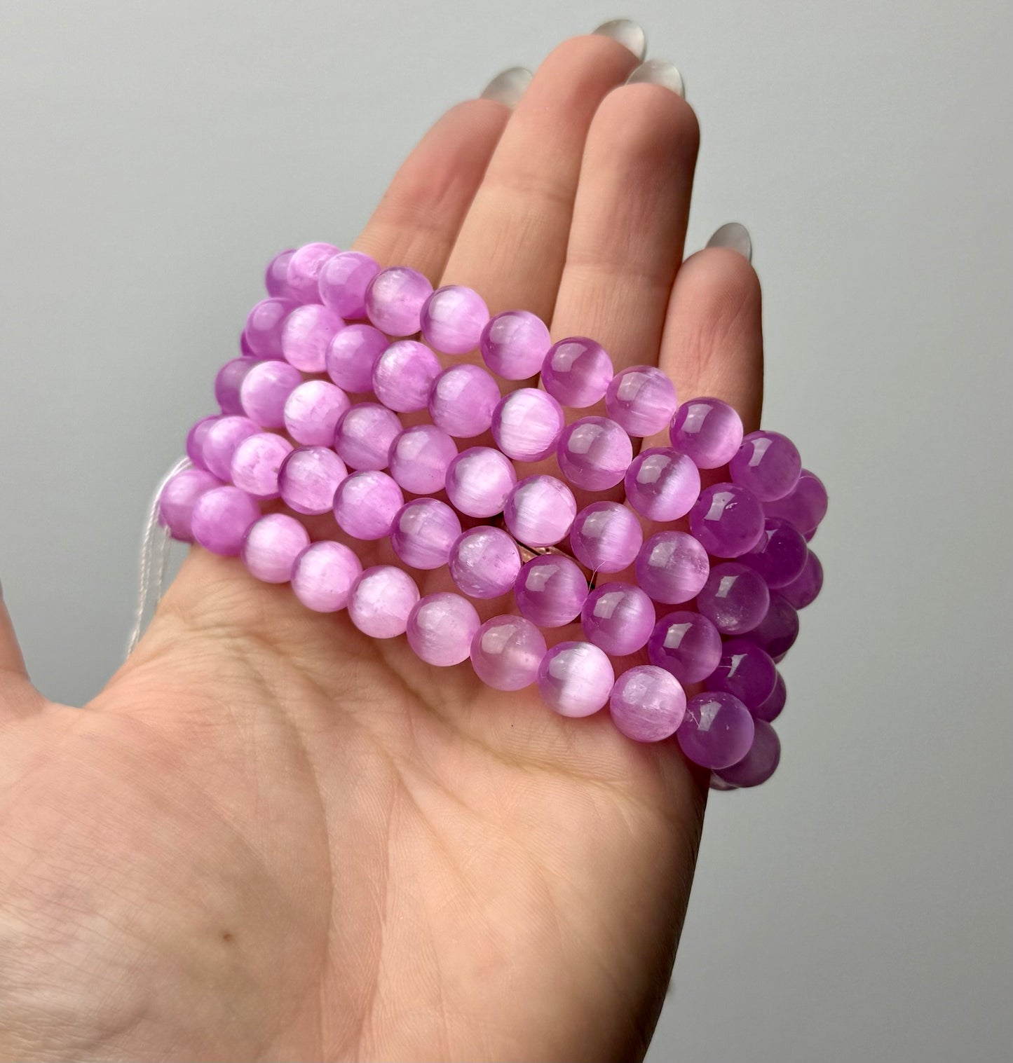 Dyed pink purple satin spar bracelets