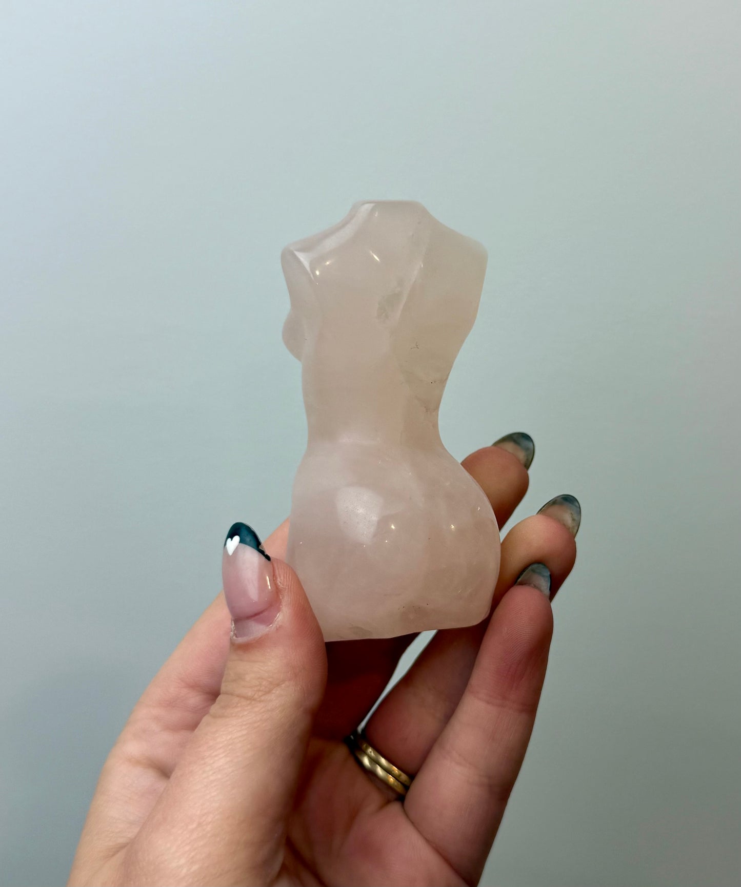 Rose quartz lady body carving