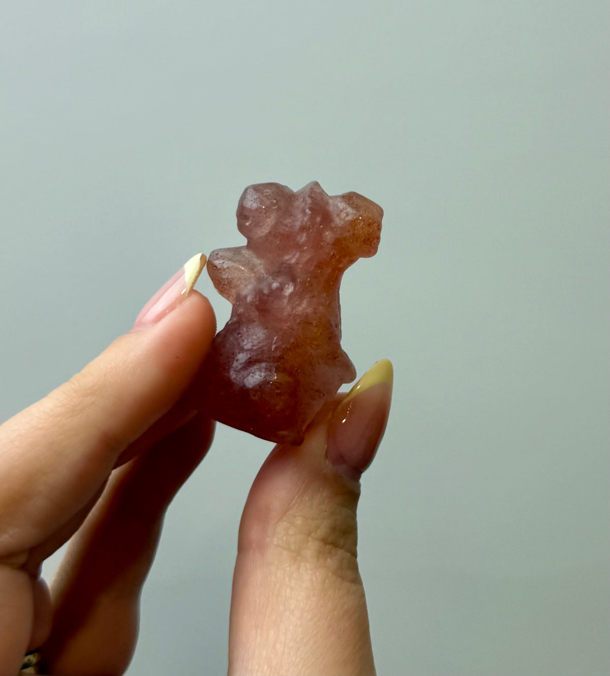 Strawberry Quartz dragon carving
