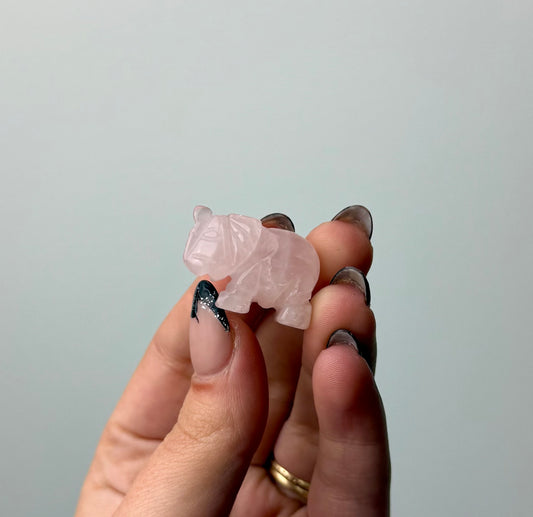 Rose Quartz elephant carving