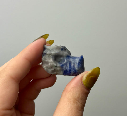 Sodalite dragon head carving