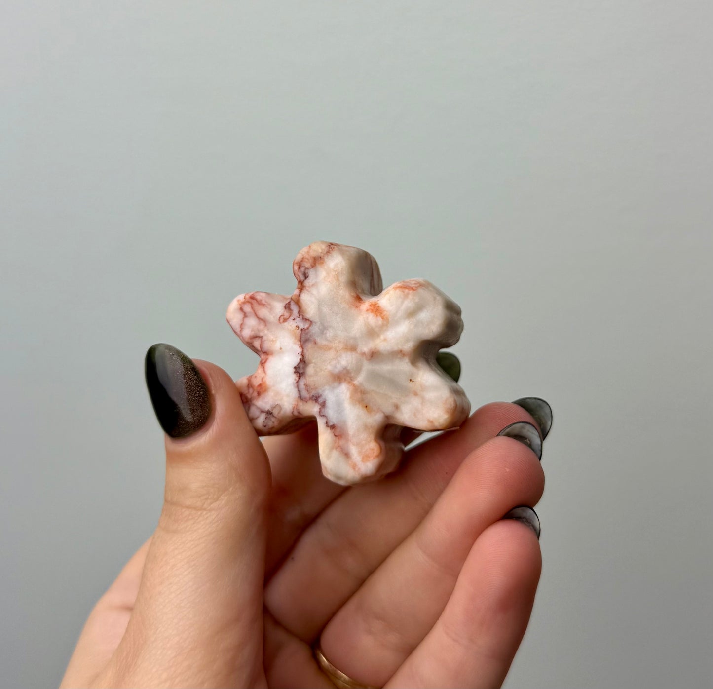 Red vein jasper snowflake carving