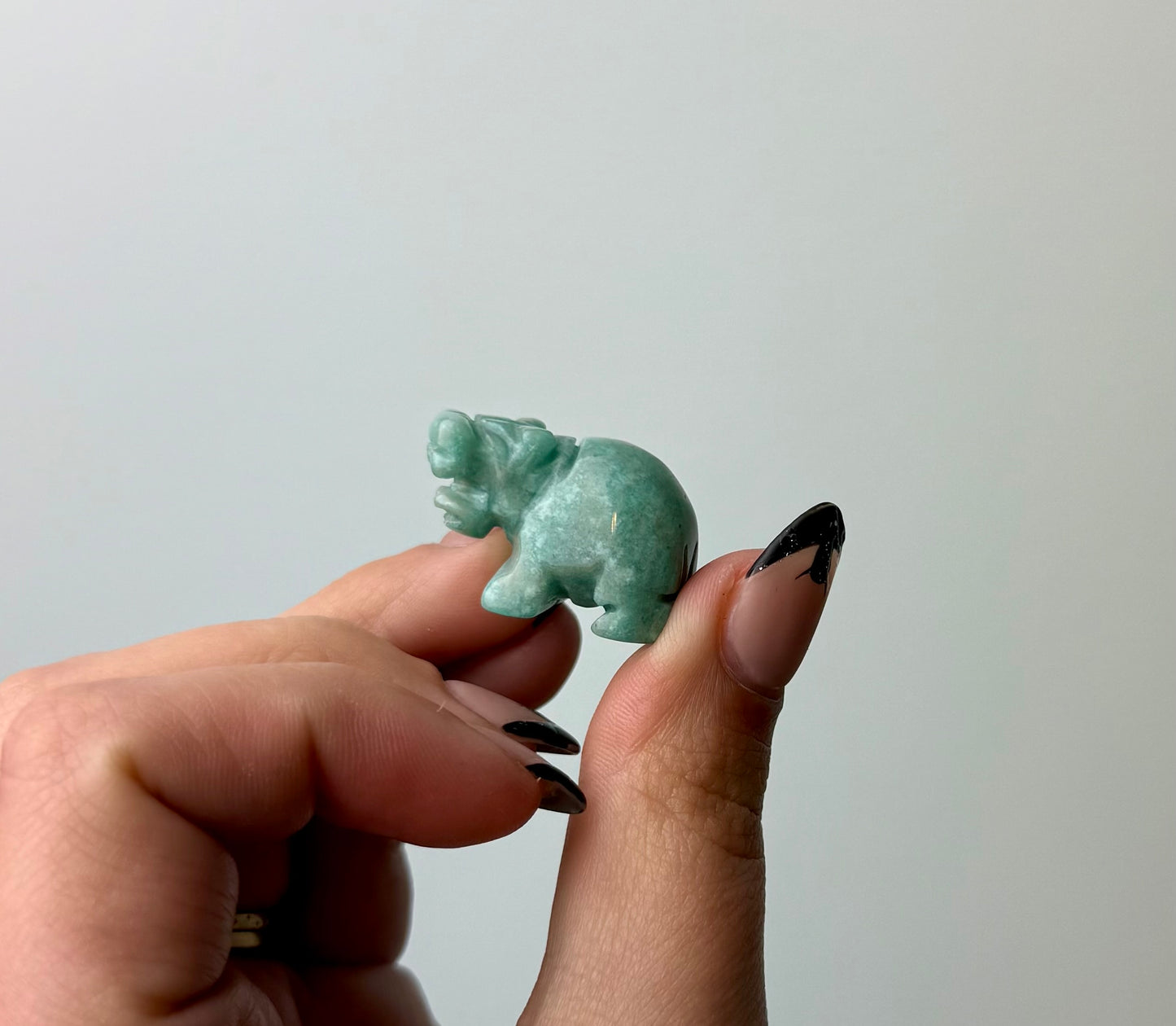 Amazonite hippopotamus carving