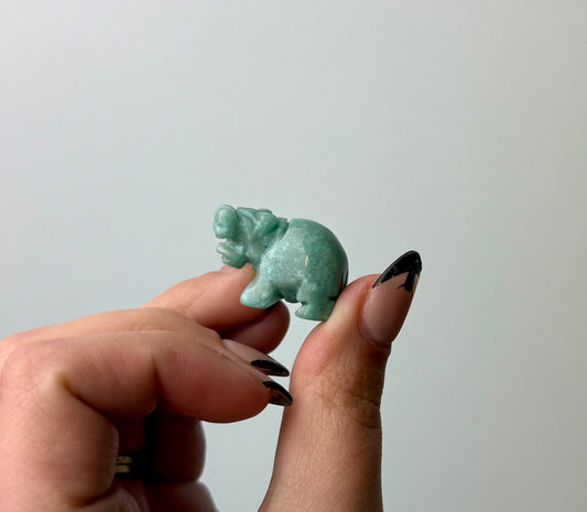 Amazonite hippopotamus carving