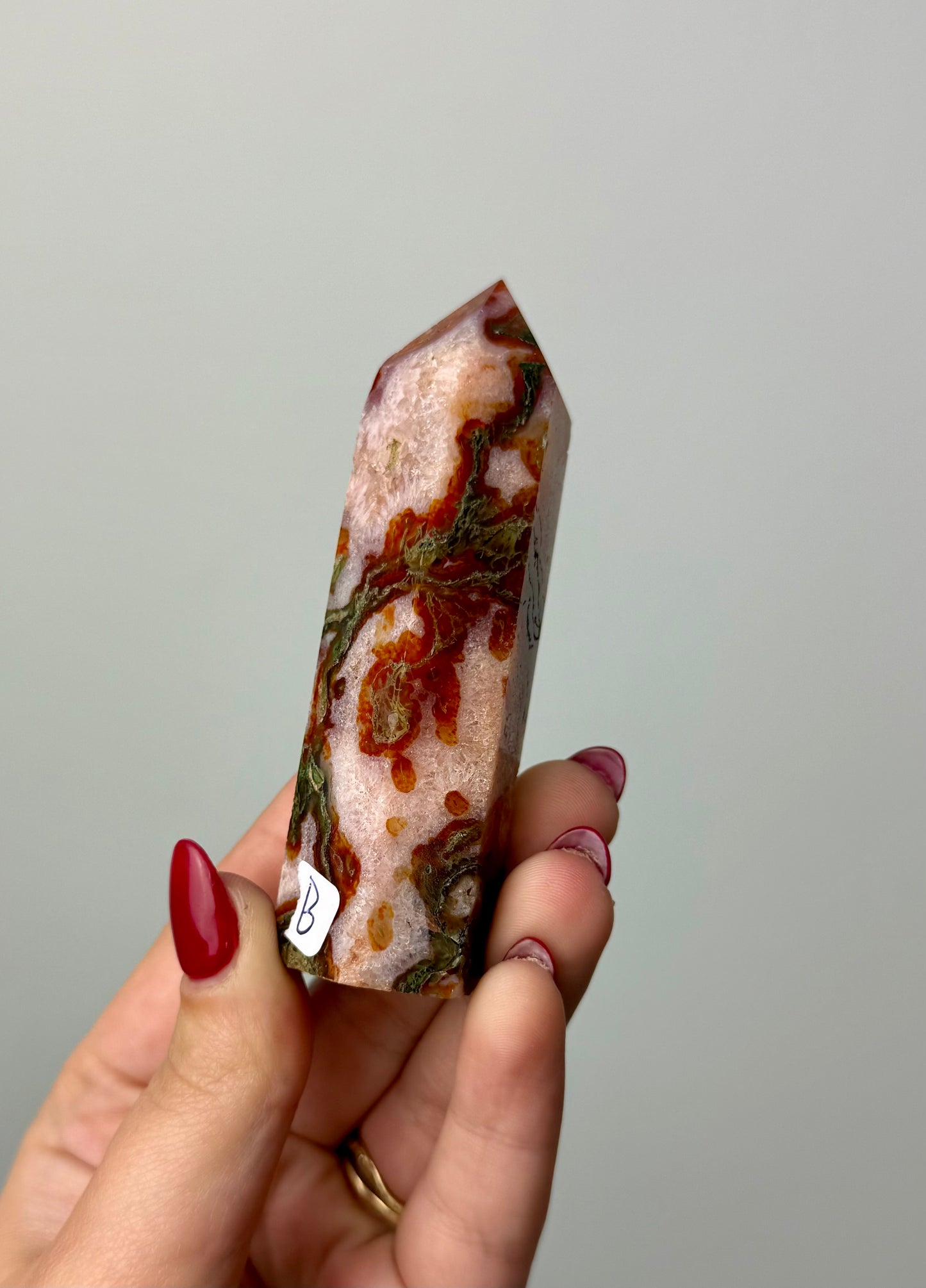 Dyed moss agate tower B