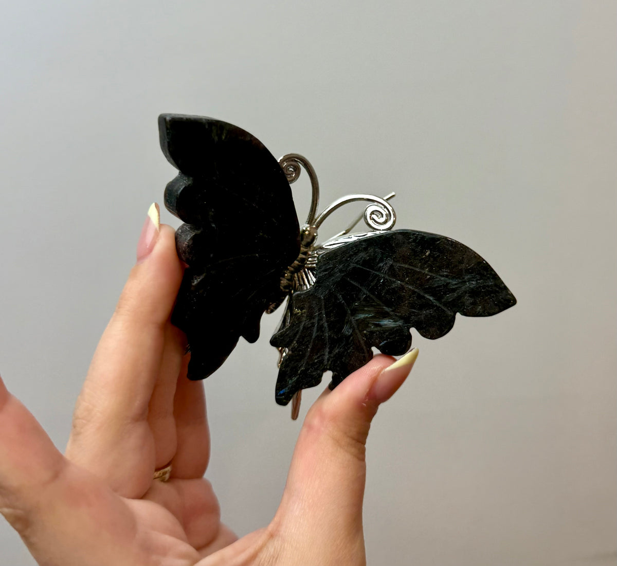 Arfvedsonite/ firework stone butterfly carving