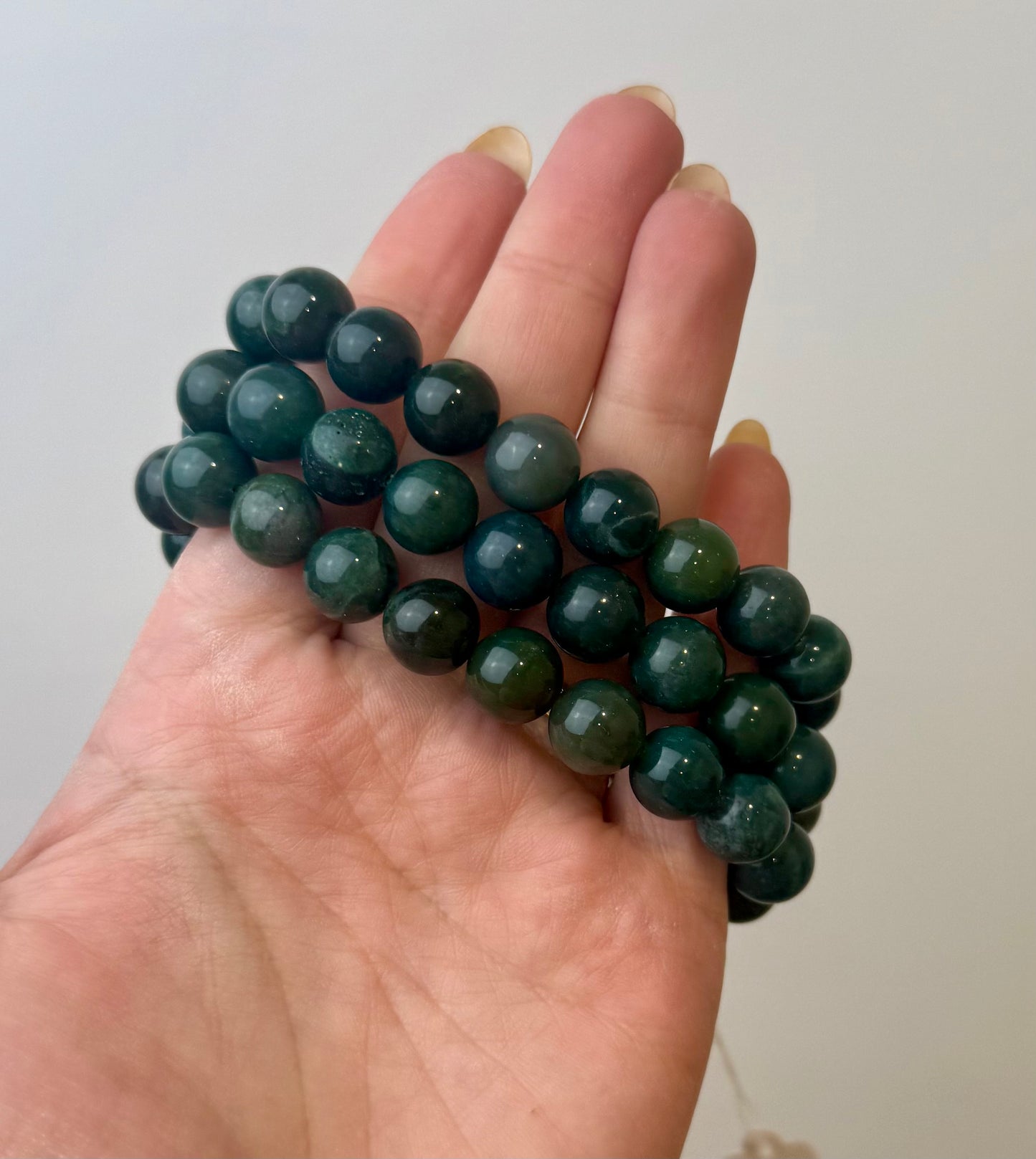 Chunky moss agate bracelets 10-12mm