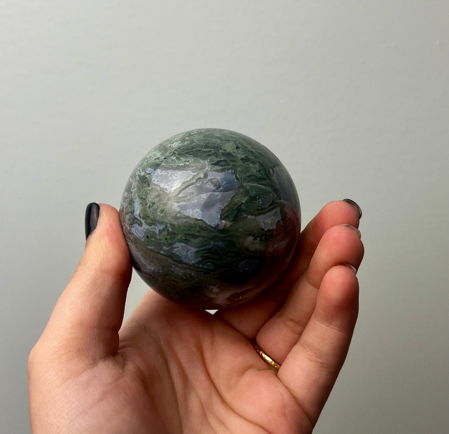 Moss agate sphere