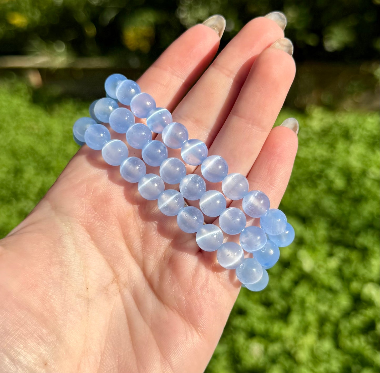 Dyed blue satin spar bracelets