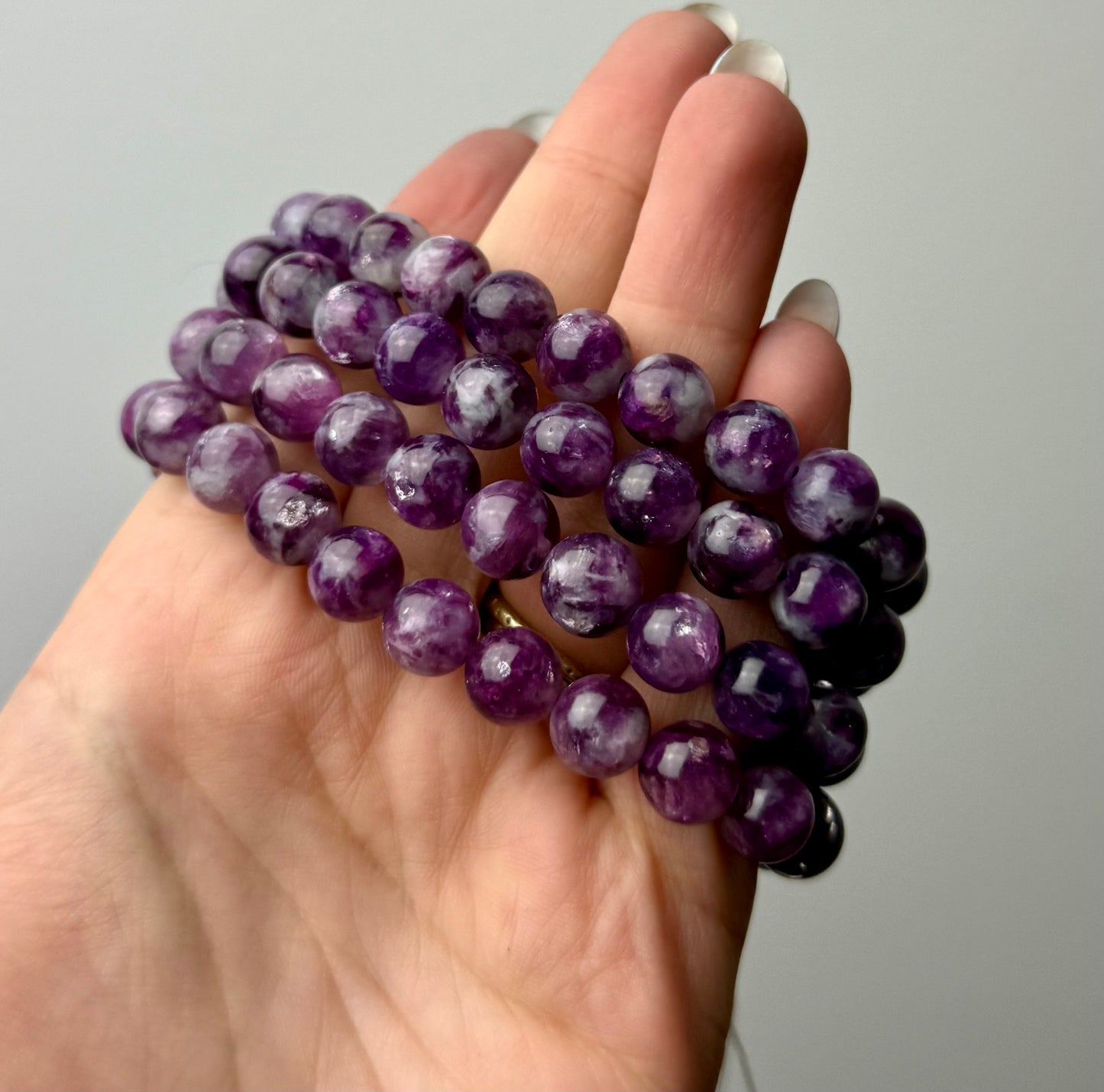 Purple mica/gem lepidolite bracelets