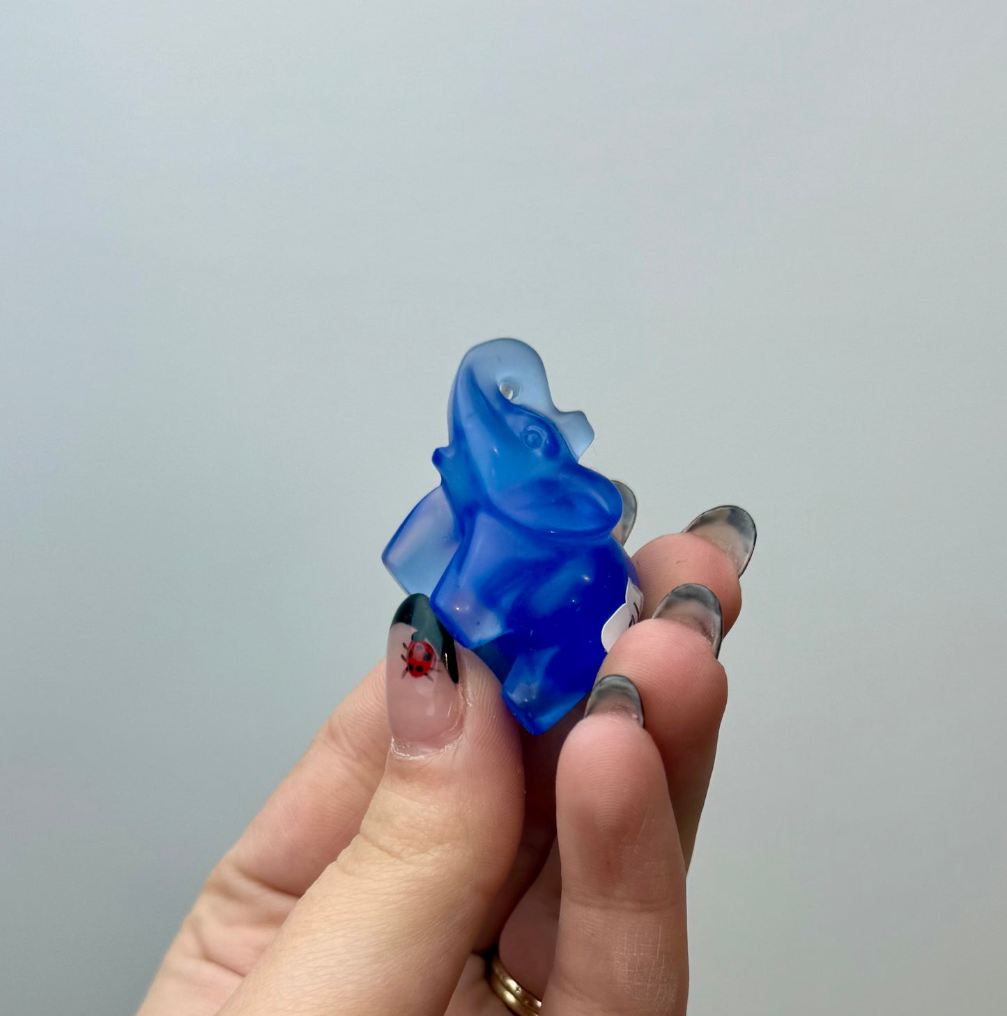 Blue opalite man made material elephant carving