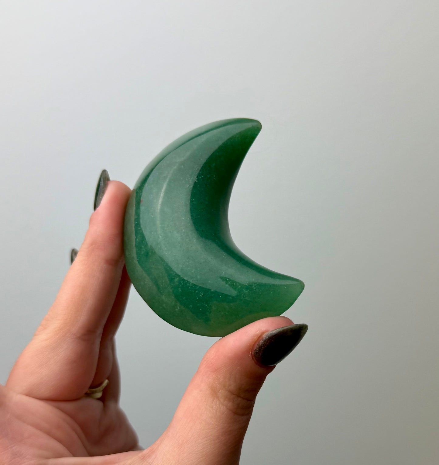 Green aventurine moon carving