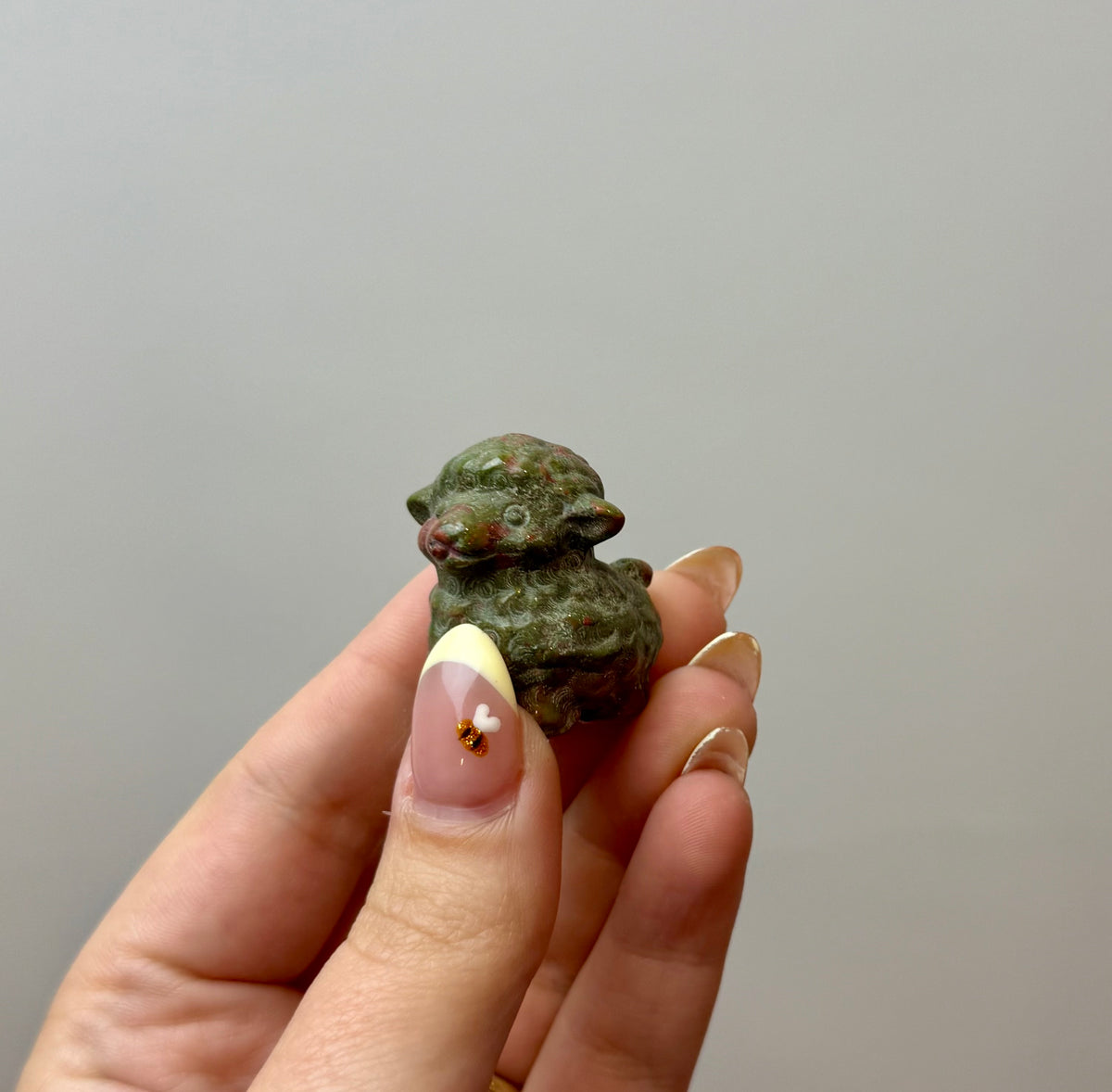 Unakite sheep carving