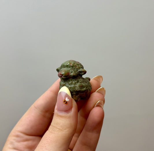 Unakite sheep carving