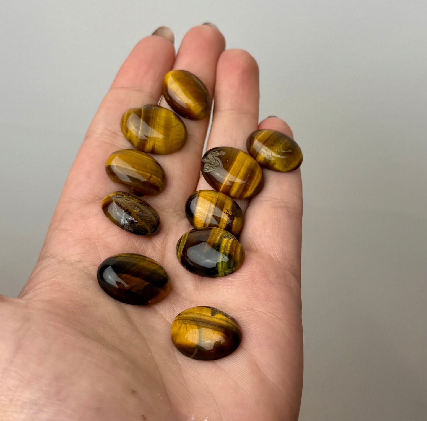 Tigers eye cabochon carvings