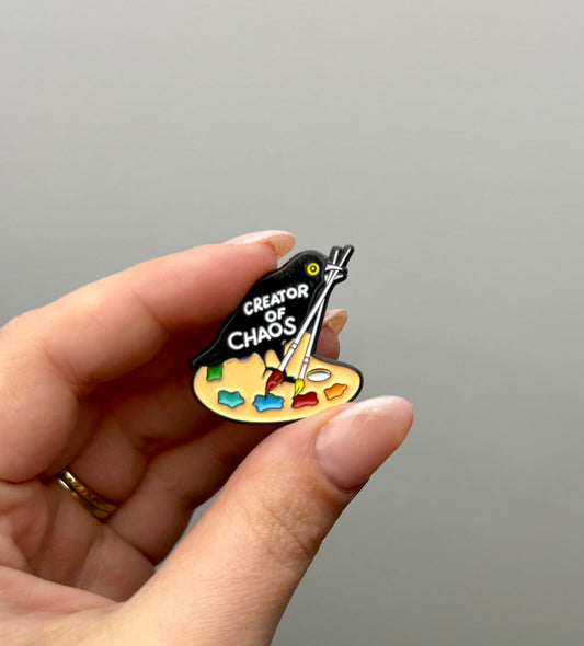 Creator of chaos raven enamel pin