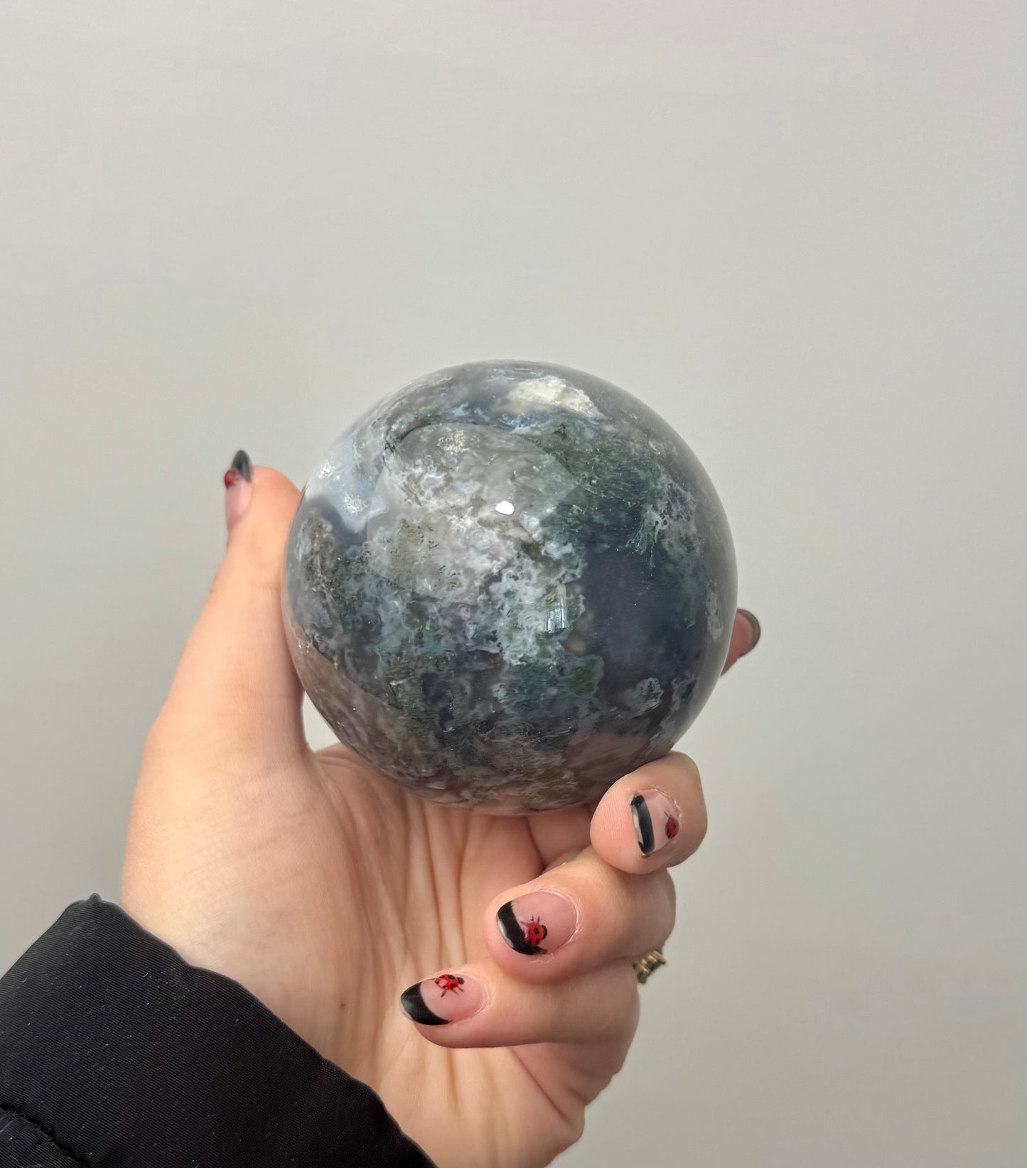 Moss agate sphere