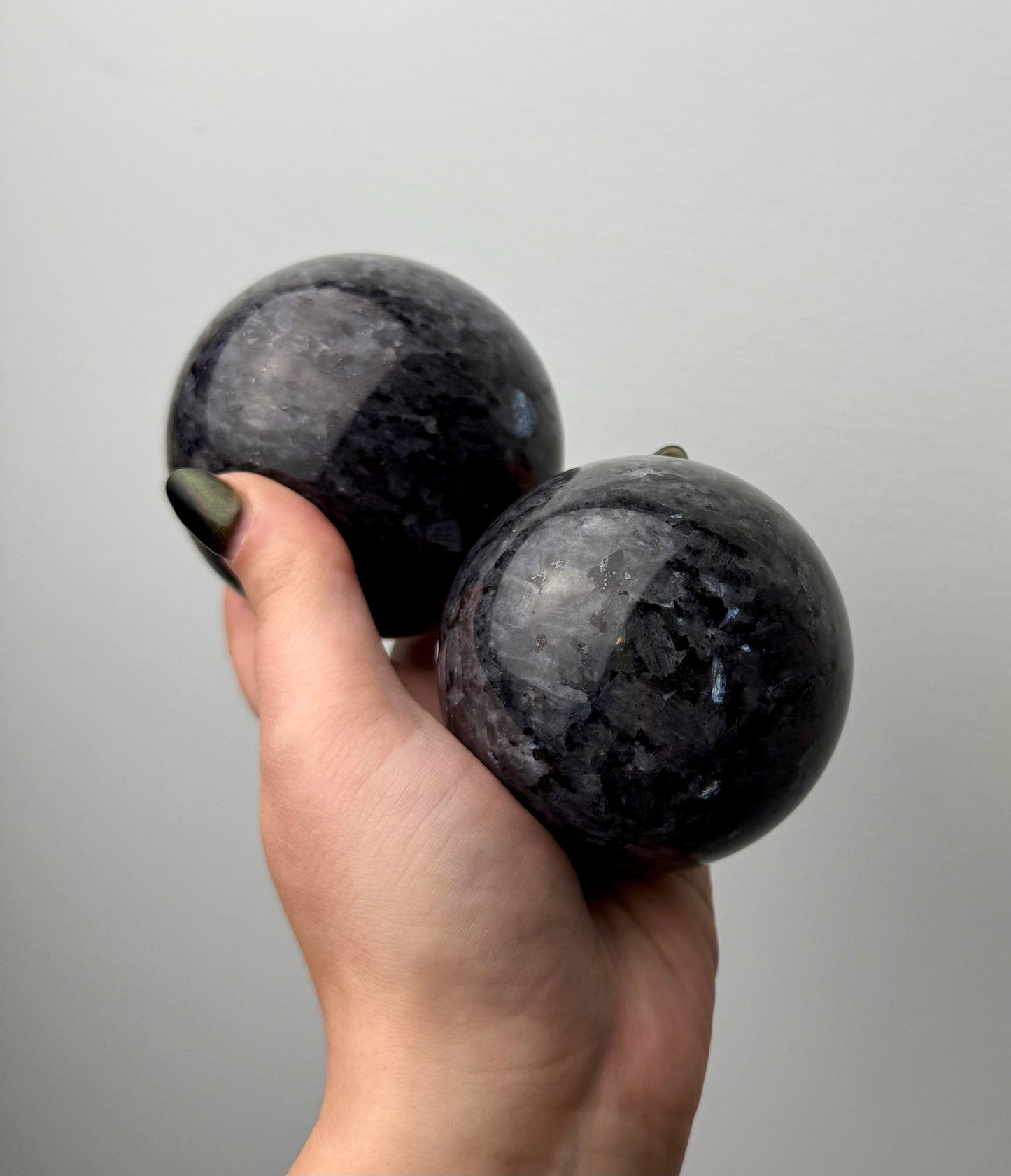 Larvikite spheres