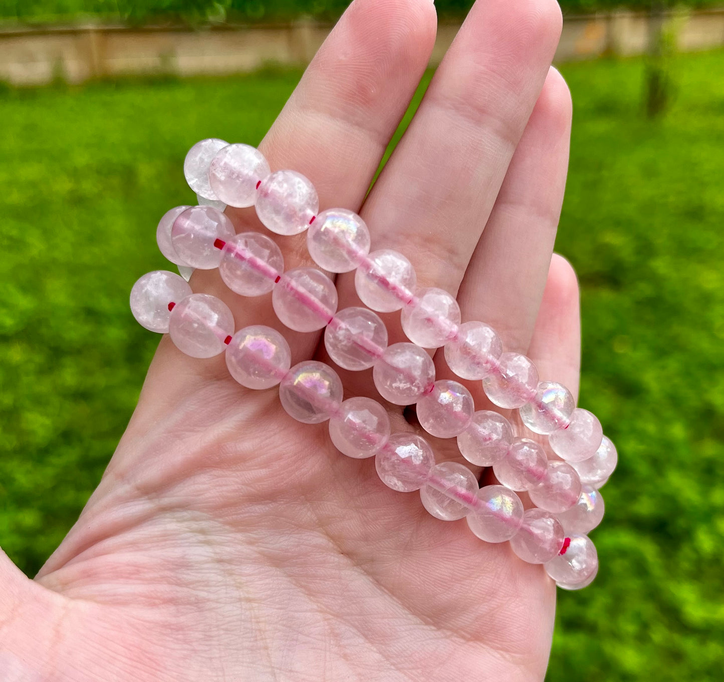 Aura rose quartz bracelets